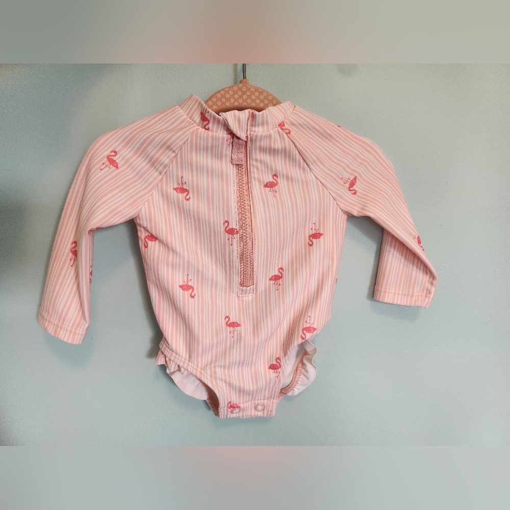 Carter's Pink Striped Flamingo Rashguard